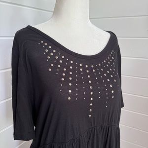 George Tunic Black Size 1X Top with Silver studded detailing on chest